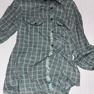 English Laundry Gray and Green Plaid Casual Button Down Shirt